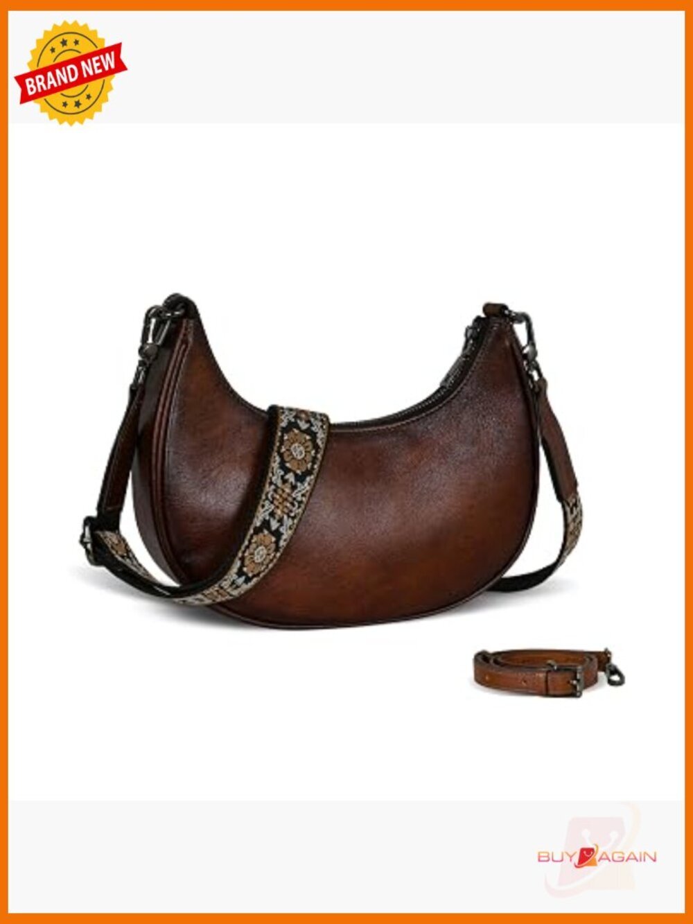 Genuine Leather Hobo Bag Crossbody Purse 3 Straps